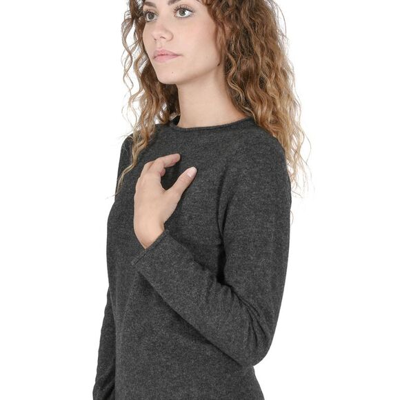 Crown of Edinburgh Cashmere Crew Neck Jumper Classic Style Women Grigio Ferro - Picture 3 of 7